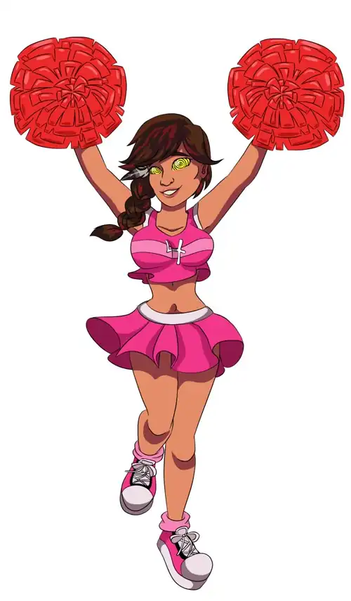 Piper McClean as a hypnotized perky high-school cheerleader (godofwar99)