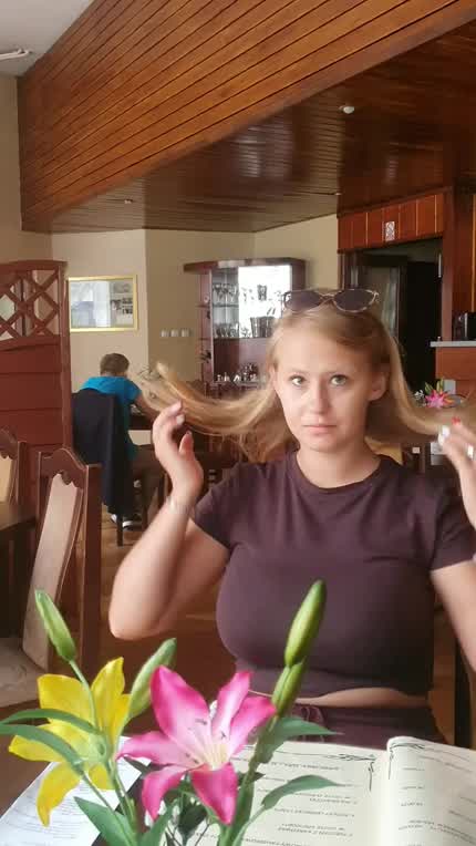 Do you see the waitress lady? She nodded, seeing that I had finished taping my boobs, and immediately came running over. Heh