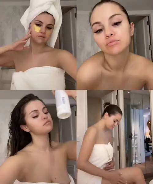 Selena doing skincare (via TikTok 2022)