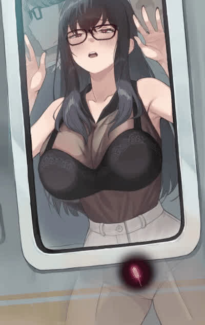 Exhibitionist with vibrator on train
