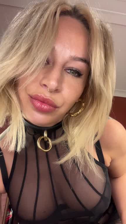 Does your asshole loosen at the sight of your blonde queen revealing her juicy purple strapon?