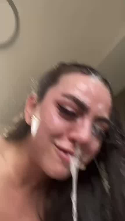 Intense bukakke on face