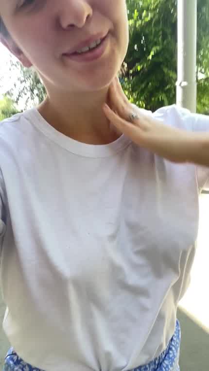 Would you stare if you saw me braless in the white t-shirt?