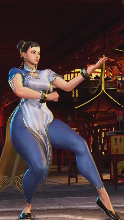 (Chun Li) showing off her excellent curves while Stretching. [Street Fighter 6] 