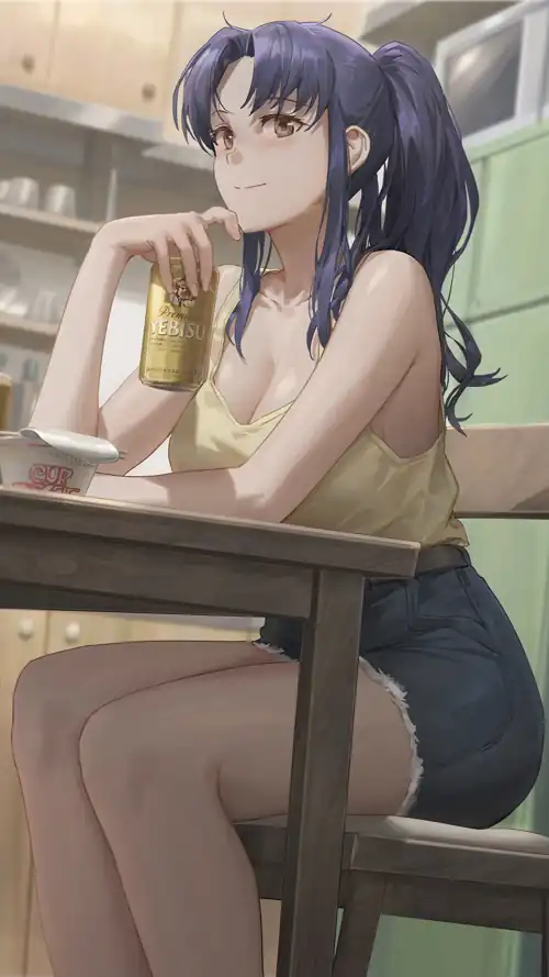 "Drunk Senpai" Misato Katsuragi🍻💋[Neon Genesis Evangelion] (2250x4000)