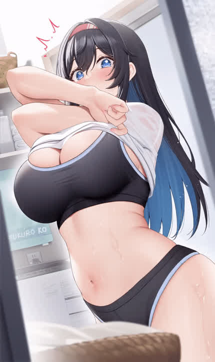Peeking on her changing