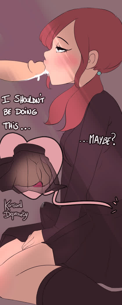 I cant believe you convinced me to suck your cock... maybe I shouldn't be doing this...