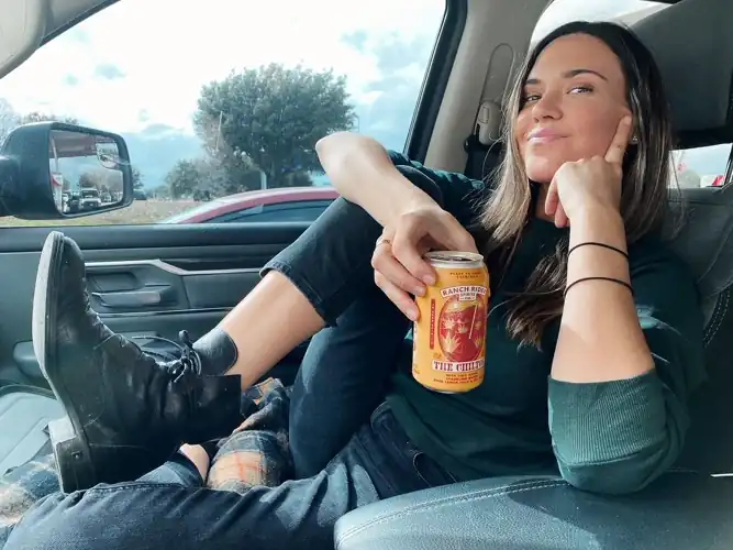 Hanging out in the car with a drink
