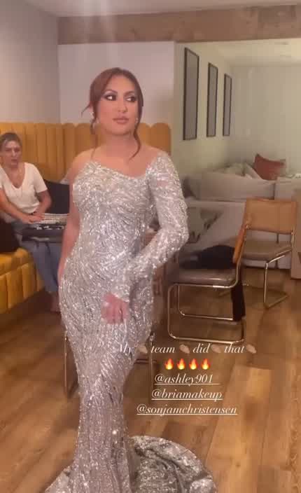 Francia wearing silver dress | IG story October 2023