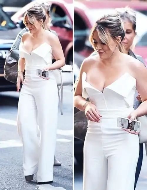 White outfit and cleavage