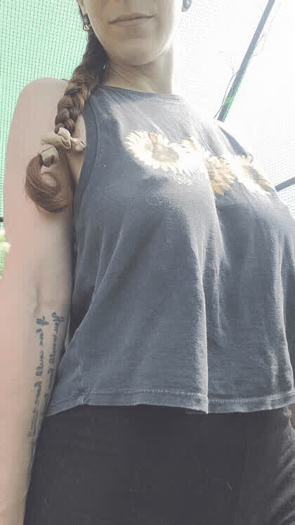 Braless out in my greenhouse ☀️