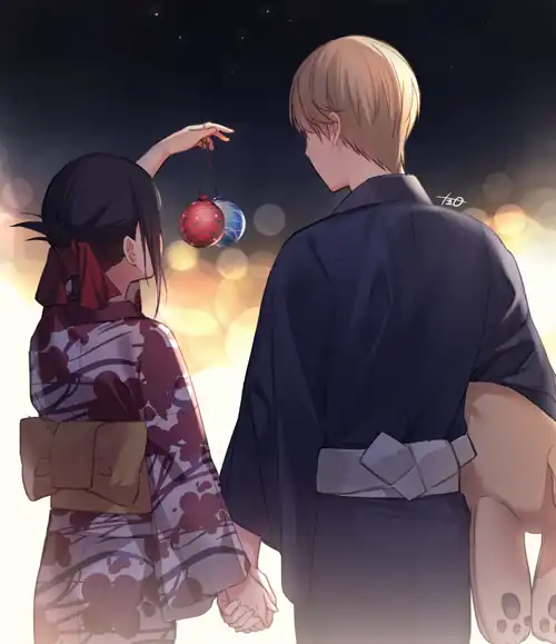 Kaguya and Miyuki at the festival