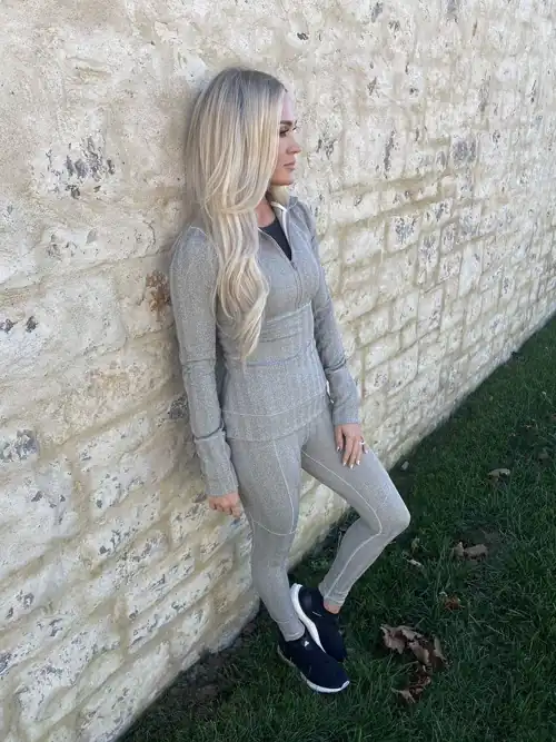 In her workout clothes