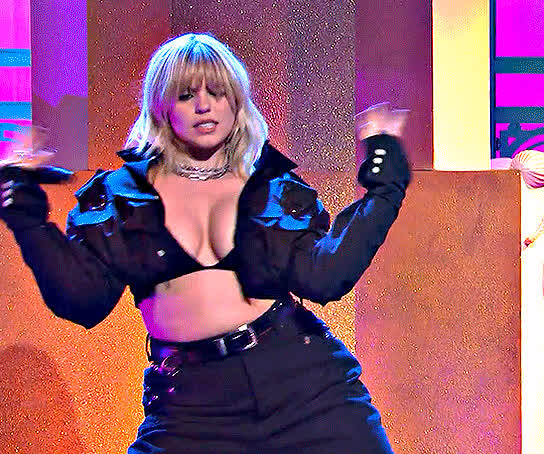 Reneé Rapp is a teasing slut that needs to be taught a lesson. A train being run on her fat tits until she's covered in countless loads of jizz seems like a good place to start