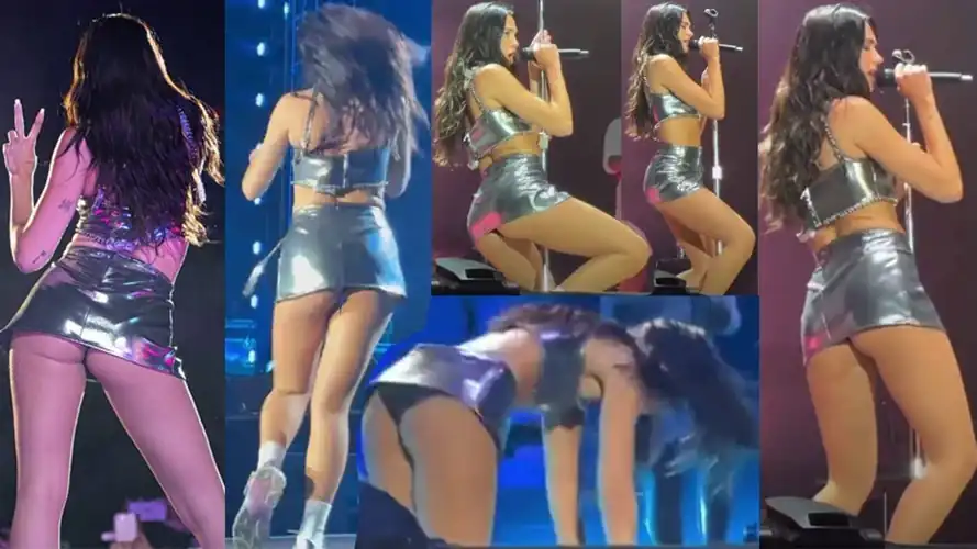 Ass In silver skirt
