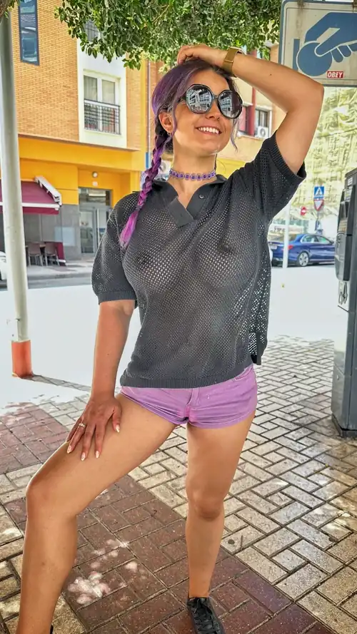 Do you like big tits and a sheer top in the streets?