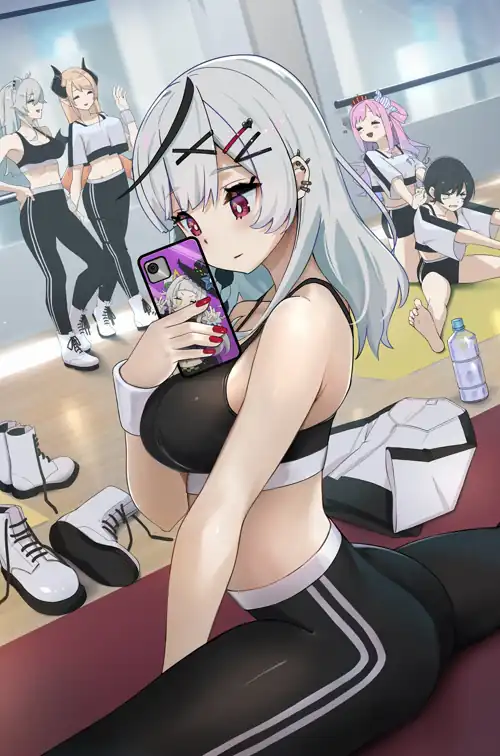 Chloe Taking a Selfie on the Yoga Mat (by okiba) [Hololive]