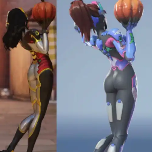 Showing a comparison of just how much of a buff D. Va got in Overwatch 2