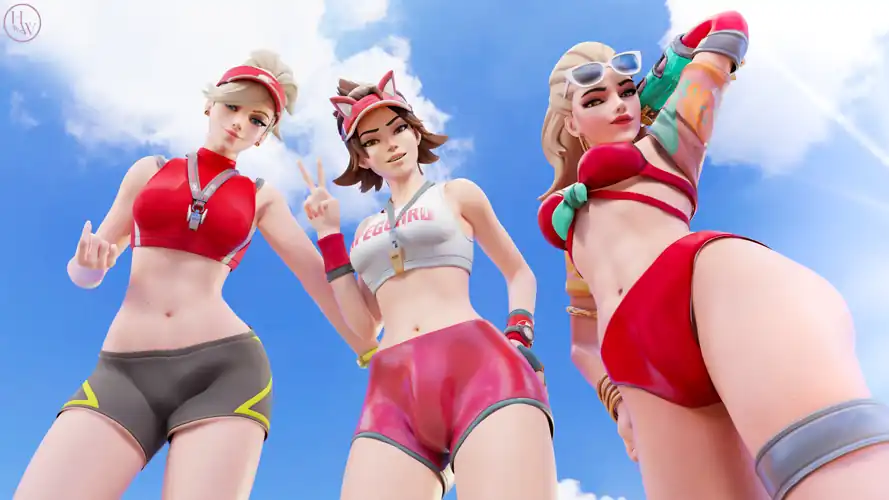 Mercy, Kiriko and Widowmaker (HornyWitches3D)