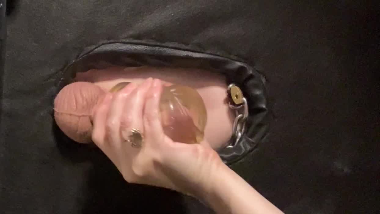 Would you dare lay on my milking table and stick your cock through?