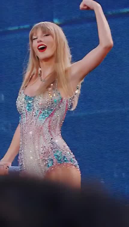 Taylor Flexing her Muscles.