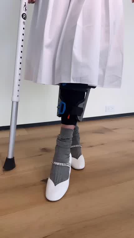 Nina ig post “Crutches but make it fashunnn” 6/13/24