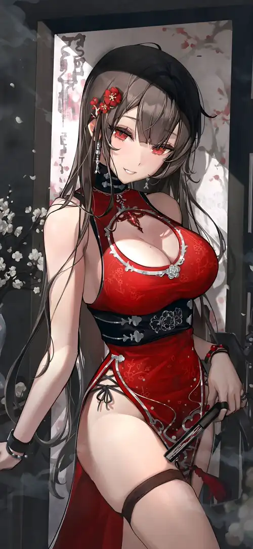 Red China Dress Beauty [Original] (2400x5200)