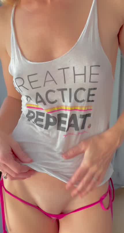 Braless in a tank top no problem 