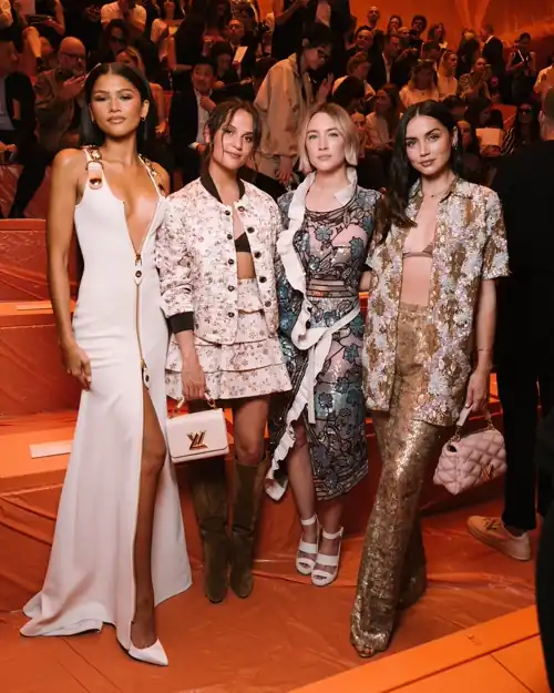 With Alicia Vikander, Saoirse Ronan and Ana de Armas at the LV SS24 show in Paris. [October 2023]