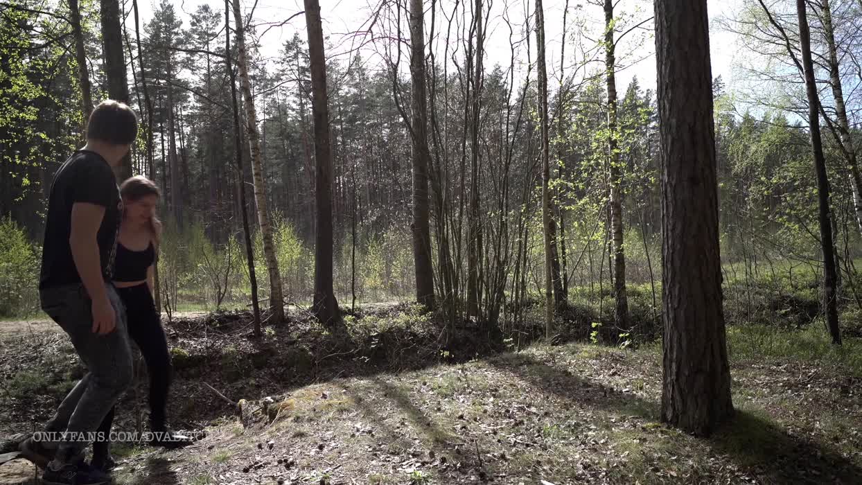 Sucking His Dick Outdoors in Nature