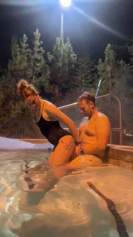 Getting even more steamy in the hot tub