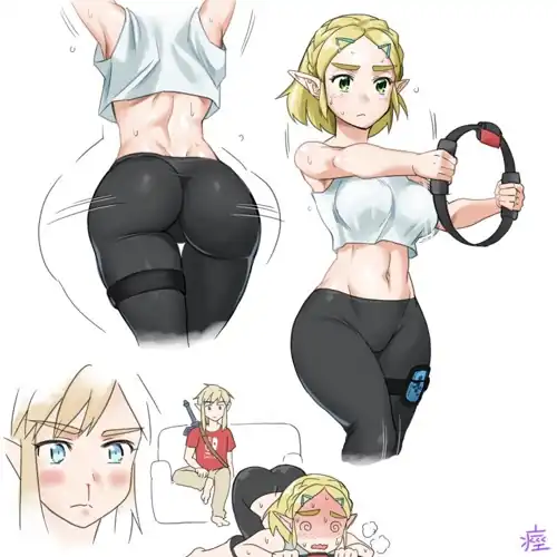 Zelda playing Ring Fit Adventure