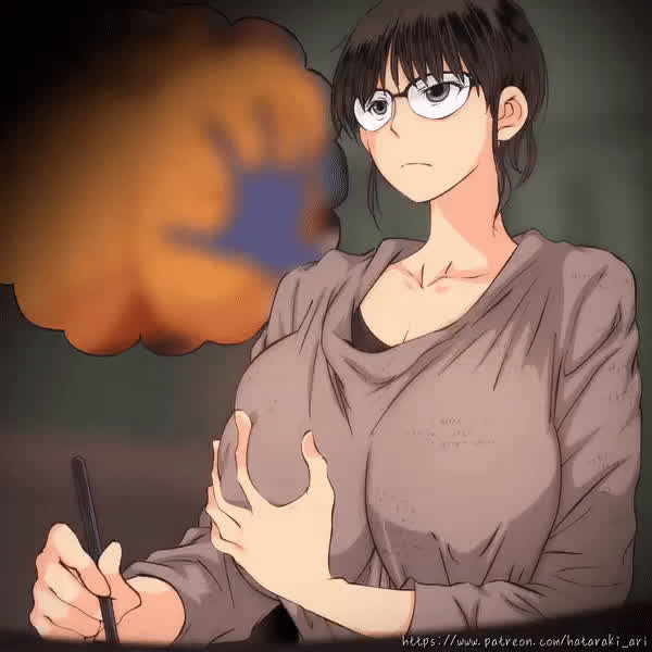 Touching her boobs for reference