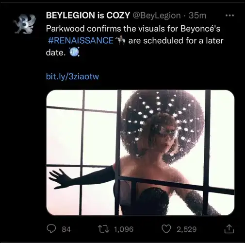 Renaissance visuals are coming at a later date per Parkwood
