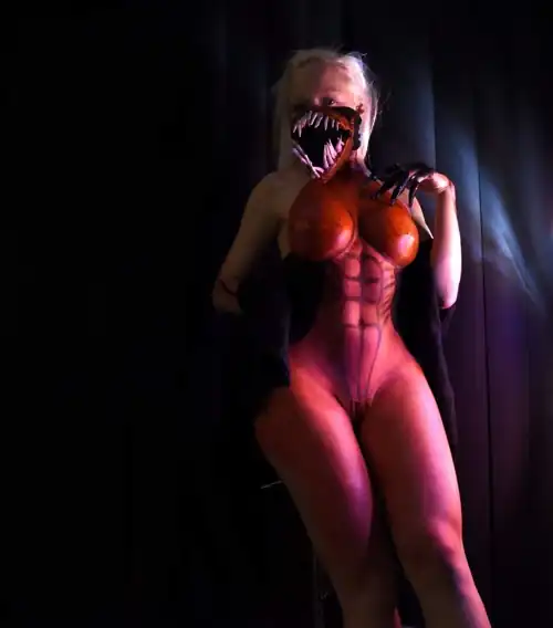 Carnage bodypaint and claws and mask (claws and mask made from painted electrical tape) This was so much fun lol