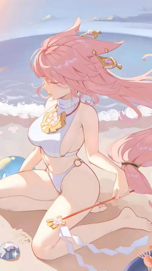 Beach Yae [Genshin] (2250x4000)