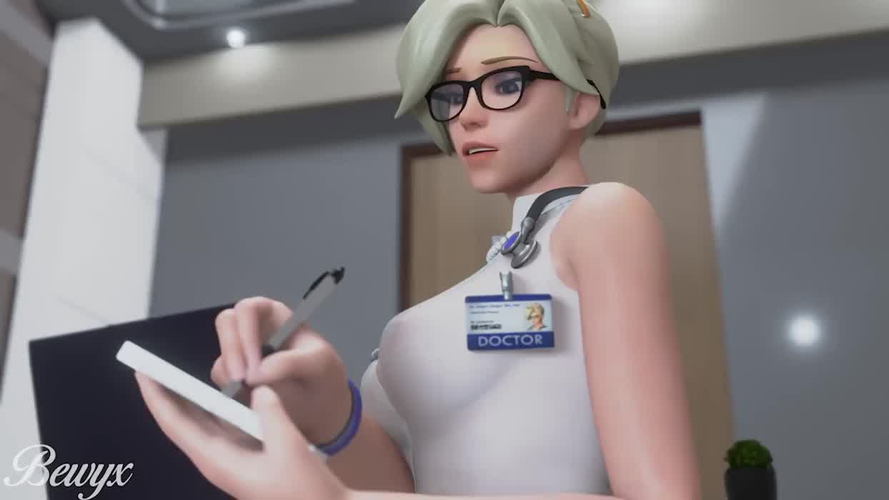 Mercy examining a patient (Bewyx)