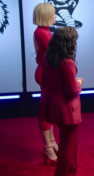 Pey in a red dress from new Netflix video