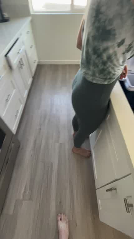 Interrupting breakfast prep