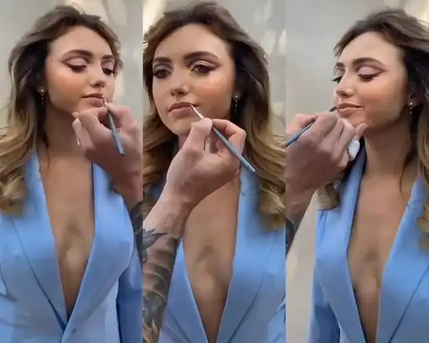 Peyton getting makeup done