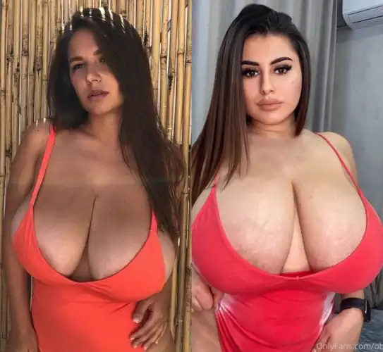 Orange and red one piece swimsuit .....