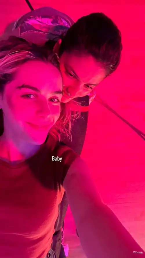 Stone Cold Fox set selfie with Sophie Andrea Tabet June 2024
