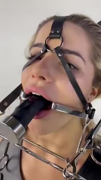 Deepthroating with a Metal Gag