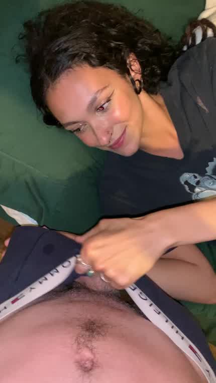 The moment she pulls it out and can't believe the size