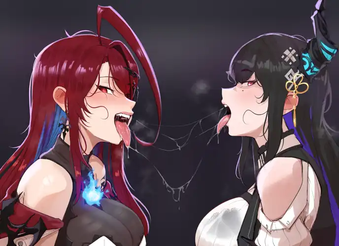 "Enjoying the show? I invited my friend for a Threesome...we're just warming up here. Already excited from the Frenching we're doing? Wait till you see what we can do to your cock~♡"