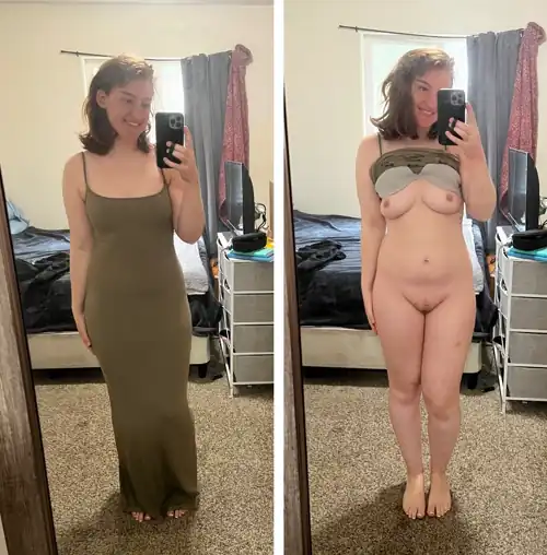Mommy in her new skims dress vs off