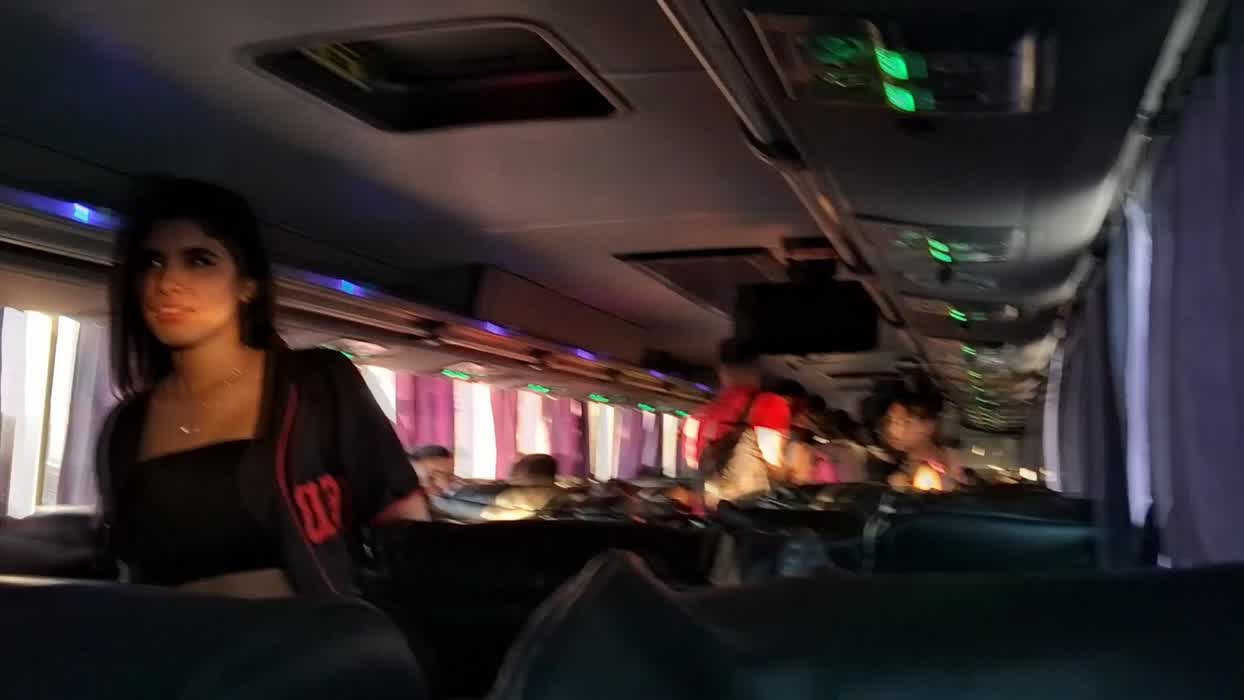 He filled my mouth with cum on the bus