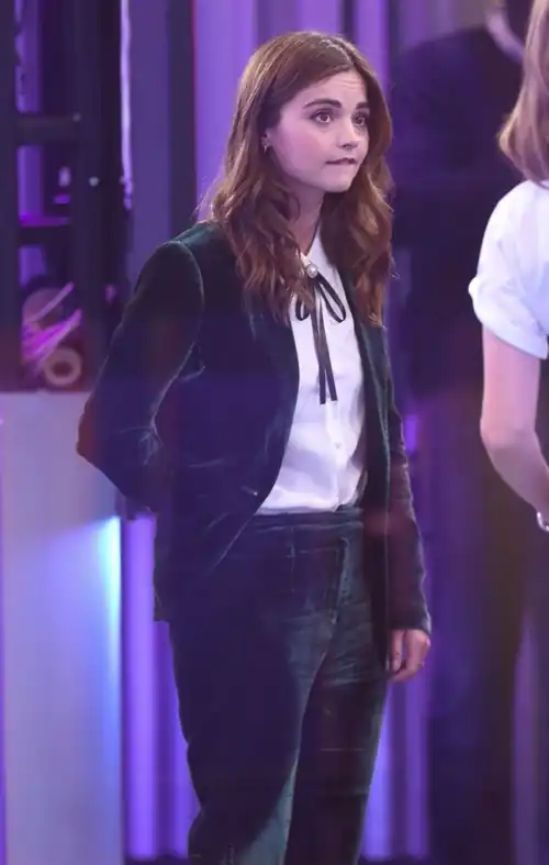 Biting her lip