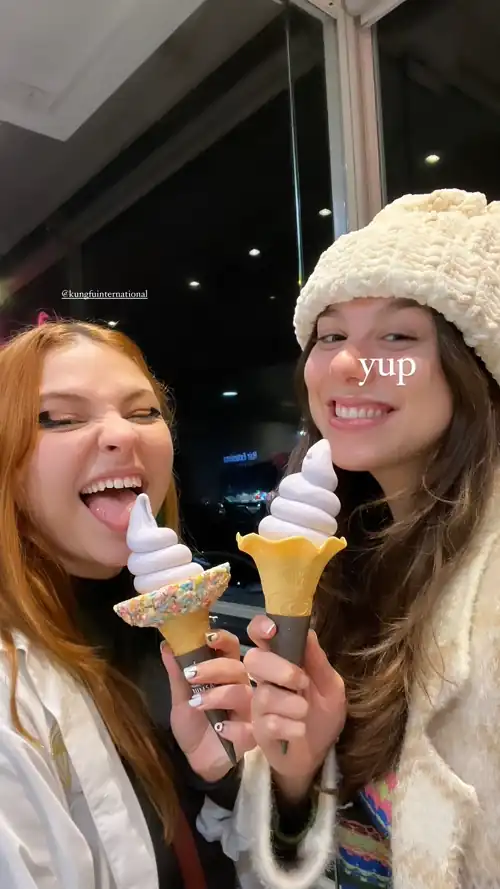 “Yup” enjoying some ice cream IG February 2024