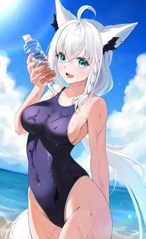Shirakami Fubuki at the beach (Mogmog Megmog)